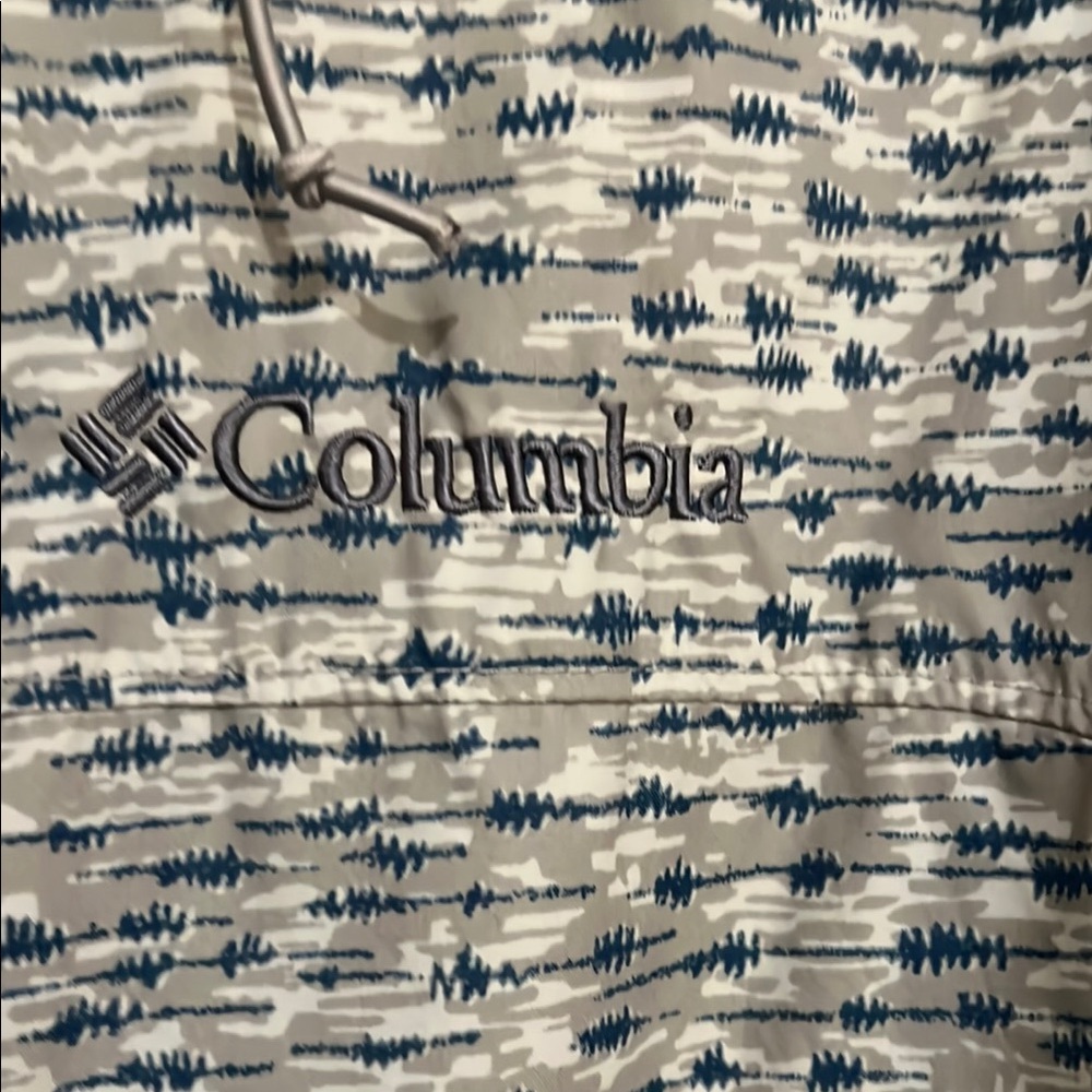 Columbia Gray Patterned Jacket Waterproof Mens Lg - image 2